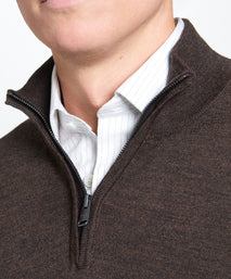 Chocolate Merino Wool Zip Neck Sweater