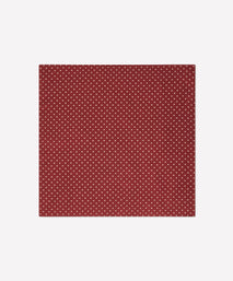 Red & Neutral Polka Dot Silk Pocket Square