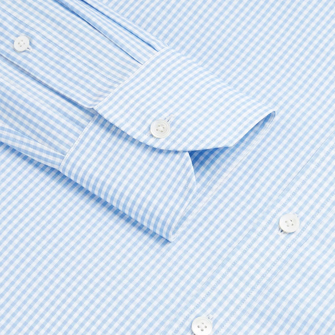 Pale Blue & White Classic Fit Core Poplin Gingham Formal Shirt