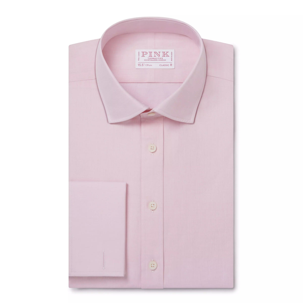 Pale Pink Classic Fit Double Cuff Poplin Formal Shirt