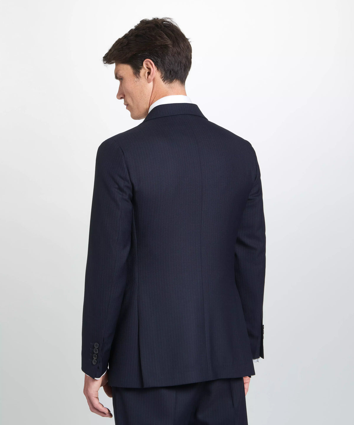 Navy Tailored Fit Chalk Stripe Double Breasted Jacket