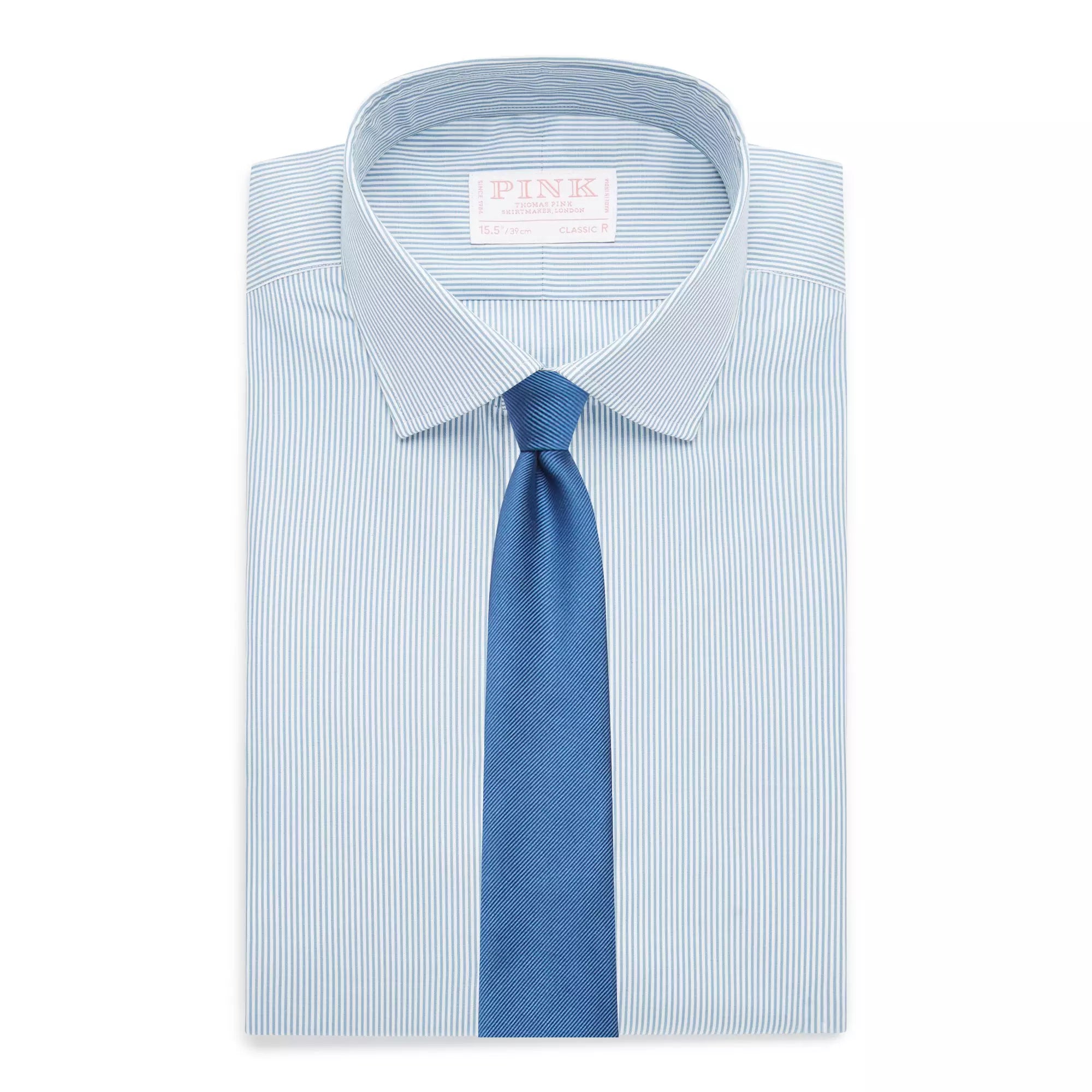 Seas Blue & White Classic Fit Supraluxe Fine Bengal Formal Shirt