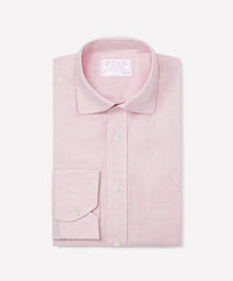 Pale Pink Tailored Fit Essential Linen Smart Casual Shirt
