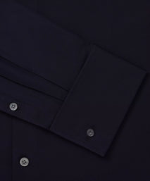 Navy Blue Tailored Fit Double Cuff Ramses Cotton Poplin Formal Shirt